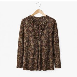 Chaps Purple Paisley Ruffled Neckline Sheer Bohemian Plus Sz 2X